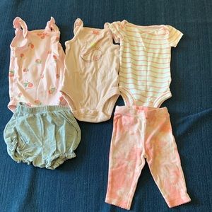 Carter's Baby Girl 3 MonthsSummer Matching Sets | 5 Pieces